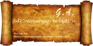 Günszberger Arikán névjegykártya